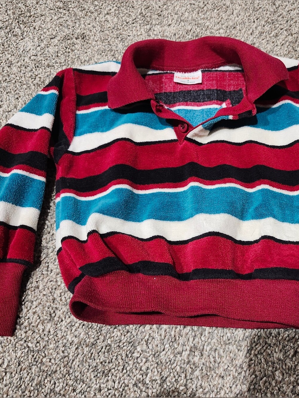 healthtex Boys Striped Polo Sweater in Red, Teal, White, Black Size 4